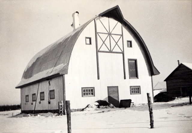 Pic of The cow barn & pole barn in 1938